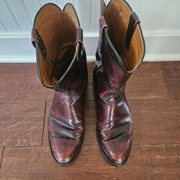 Lucchese Black Cherry Leather Boots Style P0134 Size 9 Men's - Picture 3 of 12